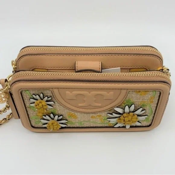 Tory Burch Floral/Straw Fleming Handbag - Picture 6 of 11